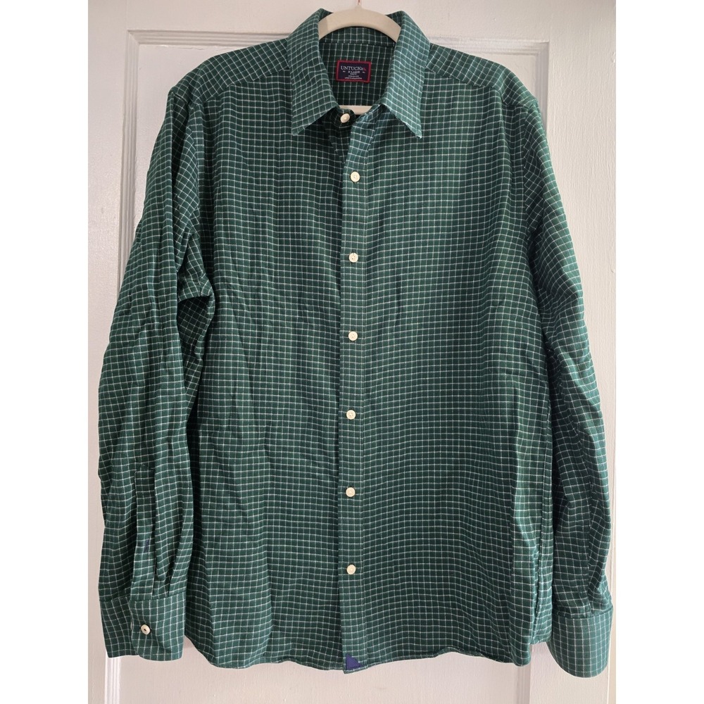 UNTUCKit Windowpane Button‎ Down Shirt Men's XL Wrinkle Free Green